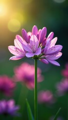 Agapanthus buds poised to bloom, vibrant bokeh backdrop, buds, closeup