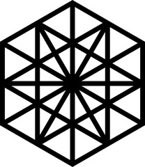 Polygon enclosed with a thick outline containing a single central triangle within the internal structure. © drik