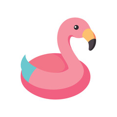 Flamingo shaped pool float gently drifting Vector illustration