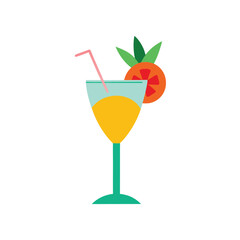 Exotic cocktail with fruit garnish and tropical vibe Vector illustration