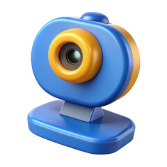 3d rendered blue and orange webcam isolated on transparent background