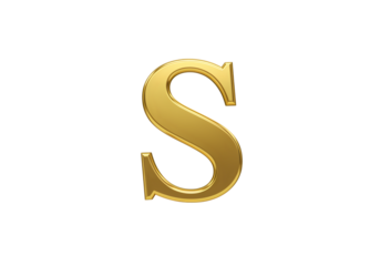 Golden S Initial Elegant Serif Letterform isolated on transparent background