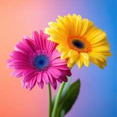 Obraz premium Vibrant Pink and Yellow Daisies