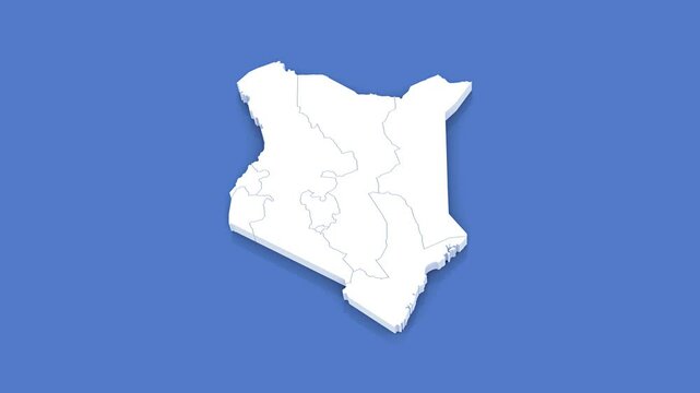 3d Animated Political Map Focusing on Kenia for News and Geopolitical Themes. With luma matte.