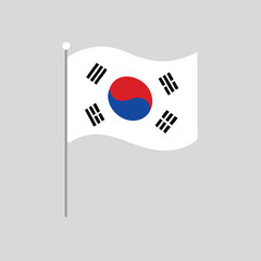 South Korean national flag taegeukgi waving vector art design 