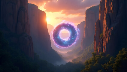 Mystical Portal Amidst Towering Cliffs