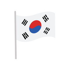 South Korean national flag taegeukgi waving vector art design 