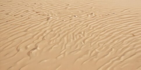 Fototapeta premium Close-up view of fine, light brown sand texture, showing subtle ripples and grain detail , sunlight, grain of sand, wallpaper