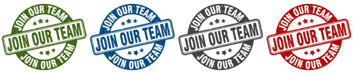join our team stamp. join our team round stamp set isolated on white background