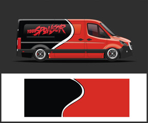 Orange and Black Van Wrap Design Template Vehicle