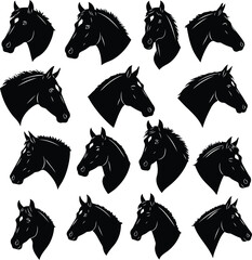 Creative Black Horse Silhouette Logotype Icons Vector

