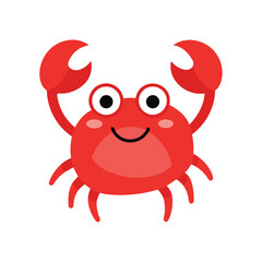 Happy crab waving claws with beach background Vector illustration