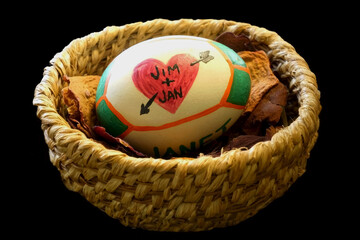 A personalized Easter egg with love message for wife
