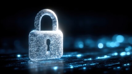 Bright digital padlock icon  secure technology concept