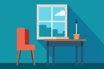 Cozy home office interior with a wooden desk and comfortable chair