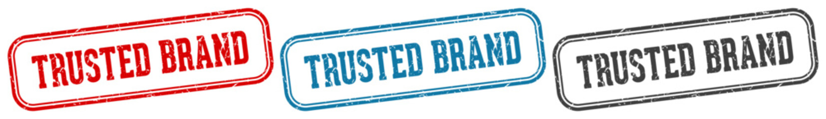 trusted brand stamp. trusted brand rectangular stamp set isolated on white background