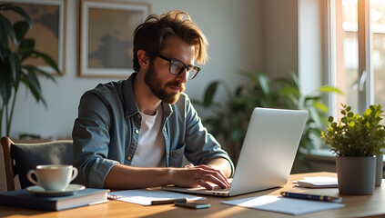 Capturing Creativity: Freelancer in Serene Workspace