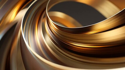 Abstract swirling gold metallic ribbons - Powered by Adobe