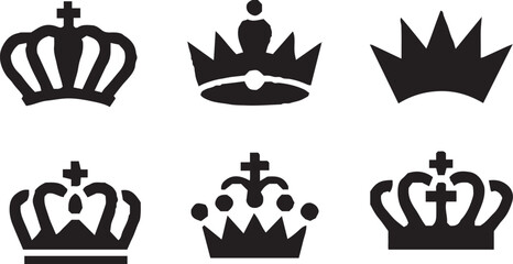 crown icon set. A collection of curved.