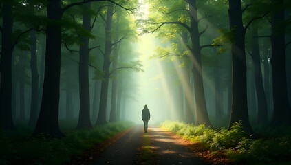 Ethereal Light in the Tranquil Forest