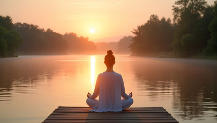 Lakeside Meditation: Embracing Peace at Sunset