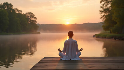 Peaceful Reflections: A Sunset Meditation Scene