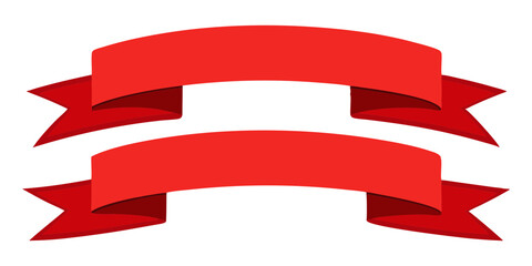 Red Banner Ribbon Set Minimalist Flat Design