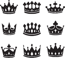 crown icon set. A collection of curved.