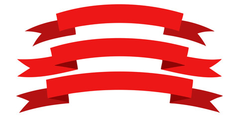 Set of Red Ribbon Banners Decorative Design