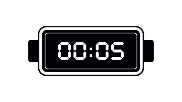 One minute timer countup animation on white background. 4K Video