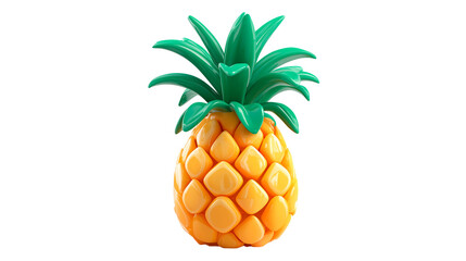 Stylized cartoon pineapple with green leaves in a cheerful design for fun decor or illustrations