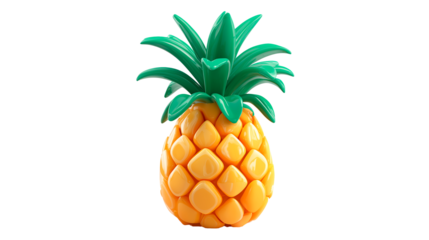 Stylized cartoon pineapple with green leaves in a cheerful design for fun decor or illustrations