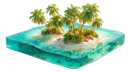 Tropical island paradise with vibrant palm trees and clear blue water inviting relaxation and adventure