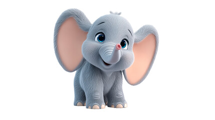 Bright animated cartoon elephant with large ears and a cheerful expression in a playful setting