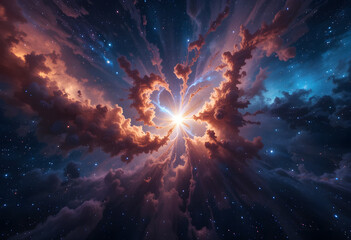 Colorful space galaxy cloud nebula. Stary night cosmos. Universe science astronomy. Supernova background wallpaper