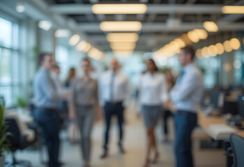 Business office with blurred people casual wear, with blurred bokeh background