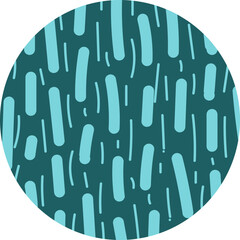 Circle containing hand-drawn dashed straight lines in mixed widths and rhythmic sequence.