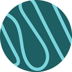 Circular element created from hand-scribbled, curved lines with thick, flowing wave shapes.