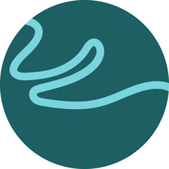 Round design consisting of wave-inspired, thick scribbles sketched in a curved layout.