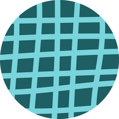 Circle filled with thick, hand-drawn lines that intersect perpendicularly and overlap.