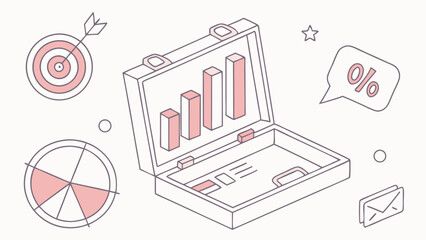 Bar Chart And Pie Chart Growing Out Of A Briefc