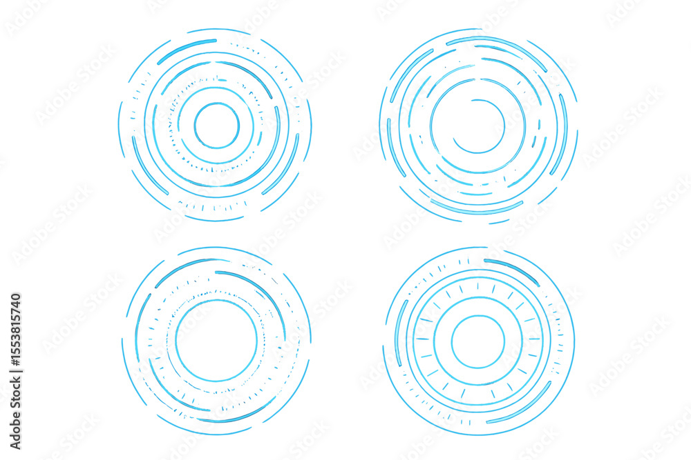 Poster futuristic interface elements include glowing hud circles, representing abstract technology in a dig