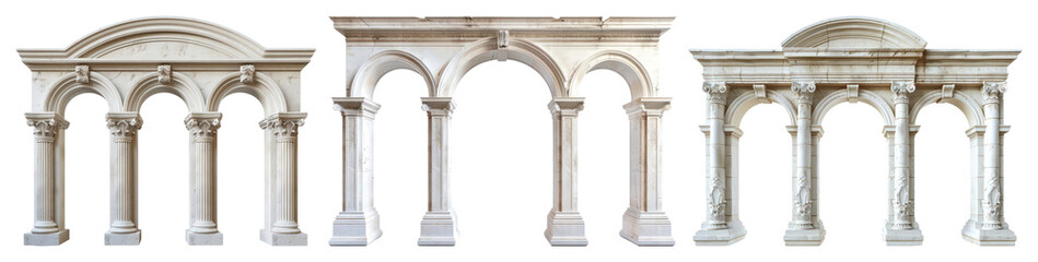 Obraz premium PNG Classical stone archways collection, element set on transparent background