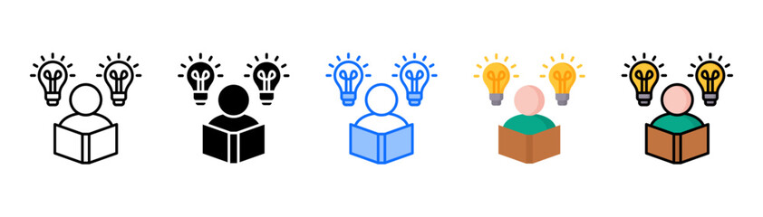 Wisdom icon set with multiple style collection