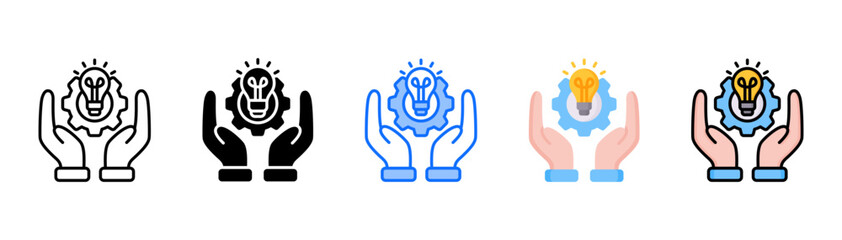 Proficiency icon set with multiple style collection