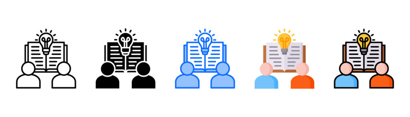 Pedagogy icon set with multiple style collection