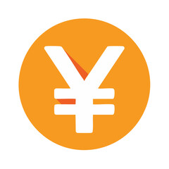 Obraz premium Yen Currency Symbol in White on Orange Circle with Drop Shadow, Financial Graphic