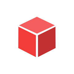 Abstract red cube on black background simple three dimensional geometric shape clean graphic design for modern digital illustrations