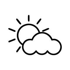 Simple black outline sun and cloud weather icon