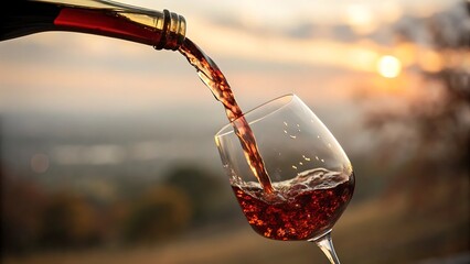 pouring red wine into glass